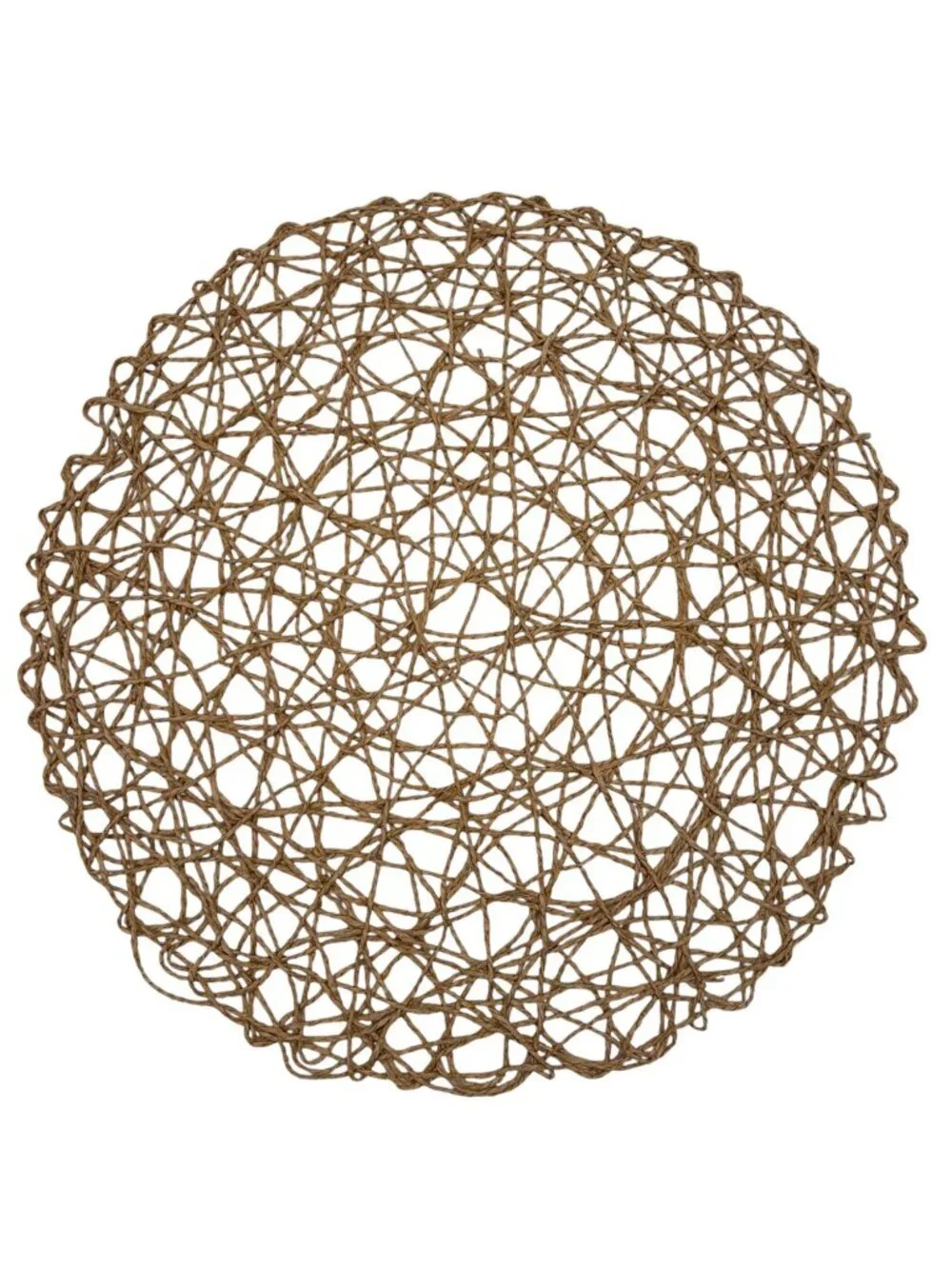 Modern Round Rope Placemats Twine Neutral Tan Set of 6 Minimalist